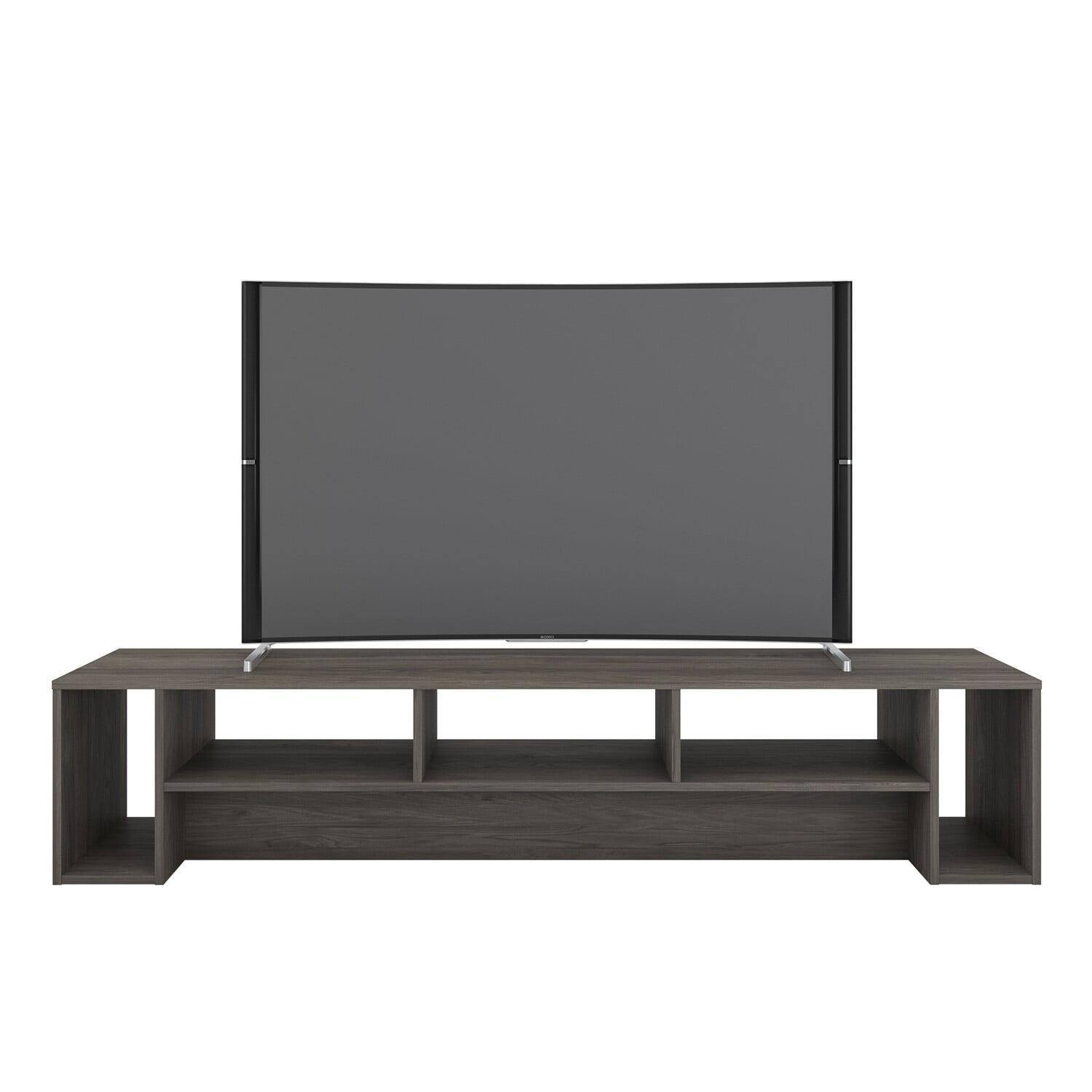 Rustik Bark Grey 72" TV Stand with Open Storage Cubbies