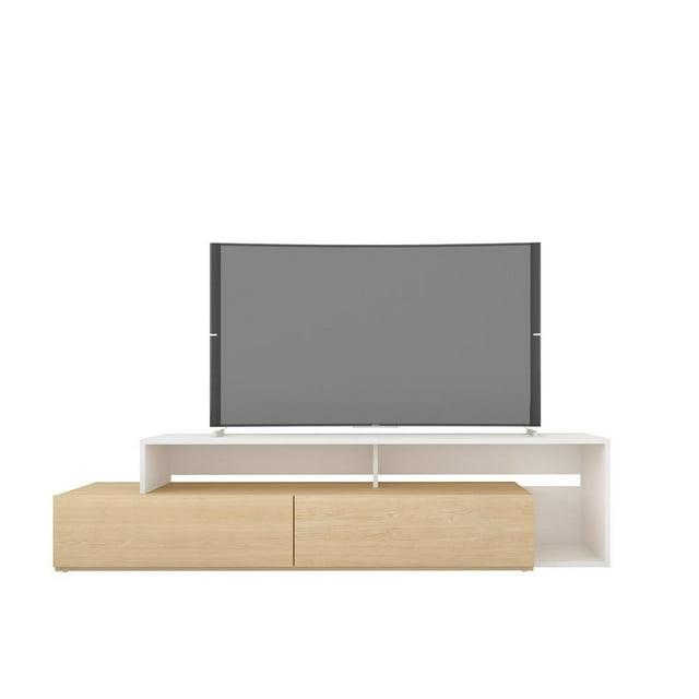 Nexera Tonik TV Stand for TVs up to 80 in Natural Maple & White