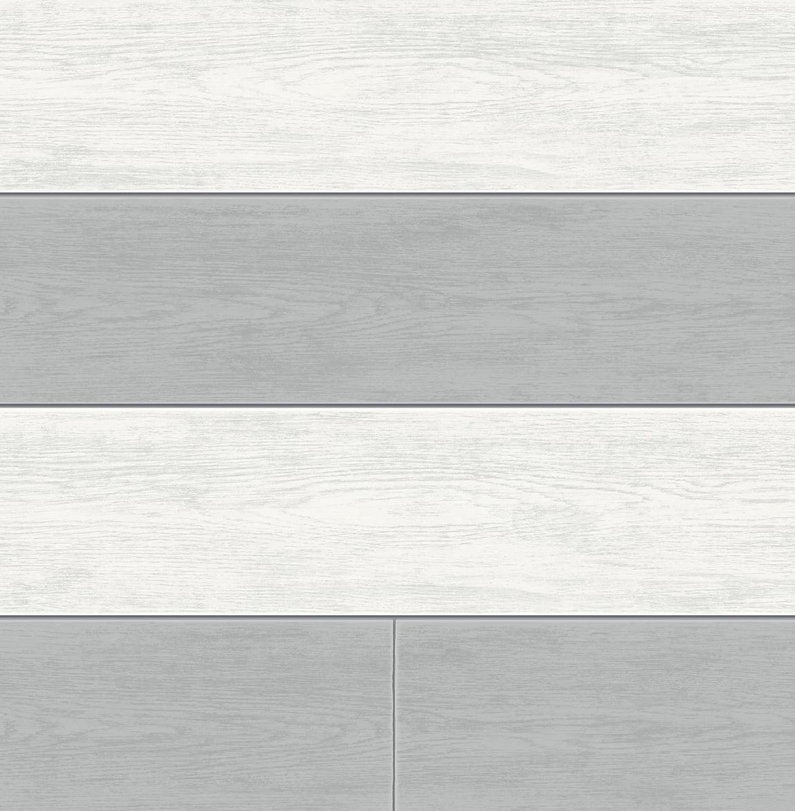 NextWall Argos Grey Two Toned Shiplap Peel and Stick Wallpaper