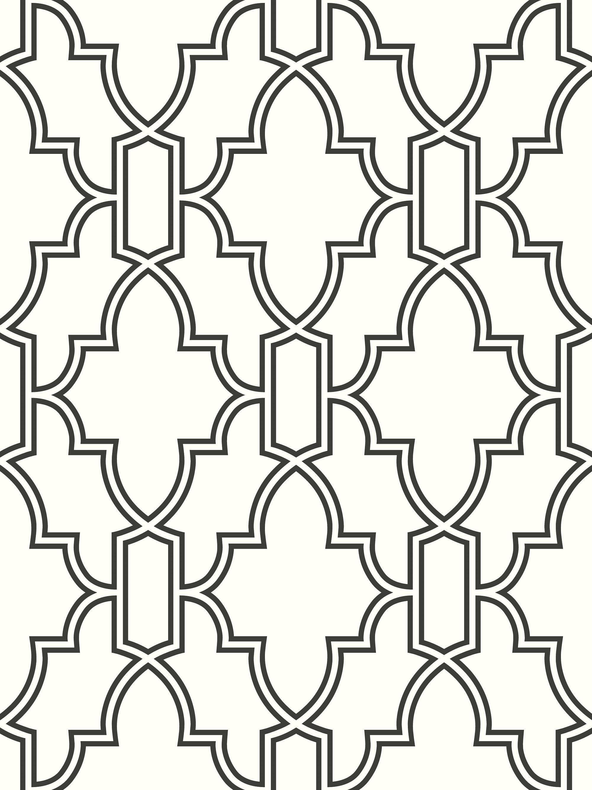 NextWall  Black and White Tile Trellis Peel and Stick Wallpaper - 20.5 in. W x 18 ft. L