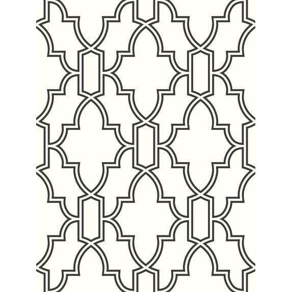 NextWall  Black and White Tile Trellis Peel and Stick Wallpaper - 20.5 in. W x 18 ft. L