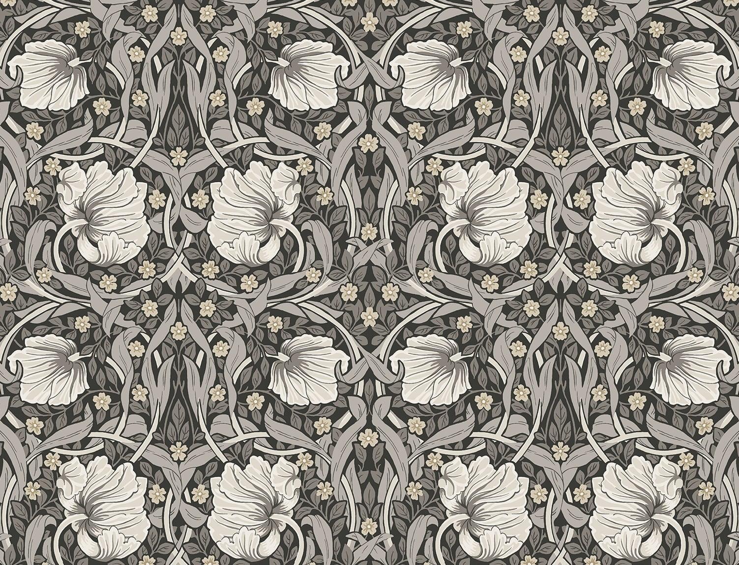 NextWall Charcoal & Pearl Grey Pimpernel Floral Peel and Stick Wallpaper