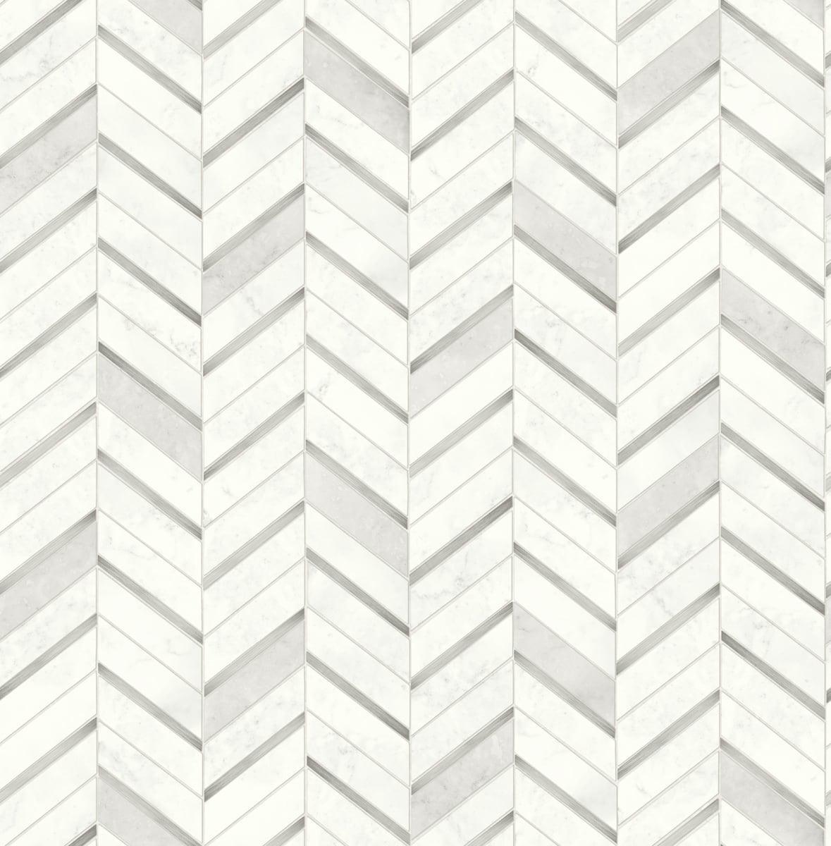 NextWall Chevron Marble Tile Peel and Stick Wallpaper