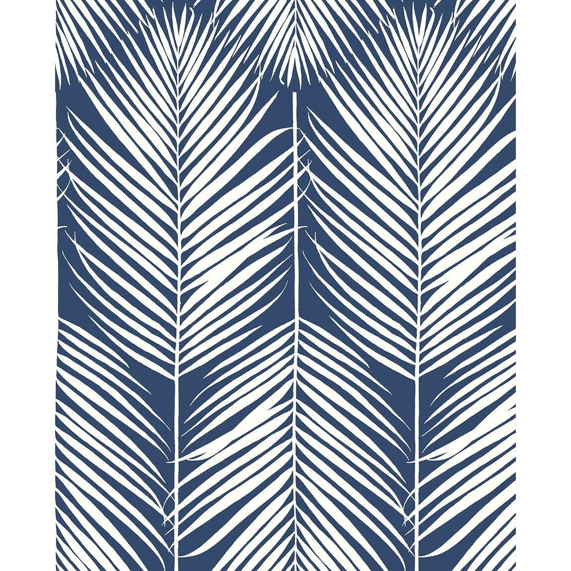 NextWall Coastal Blue Palm Silhouette Peel and Stick Wallpaper