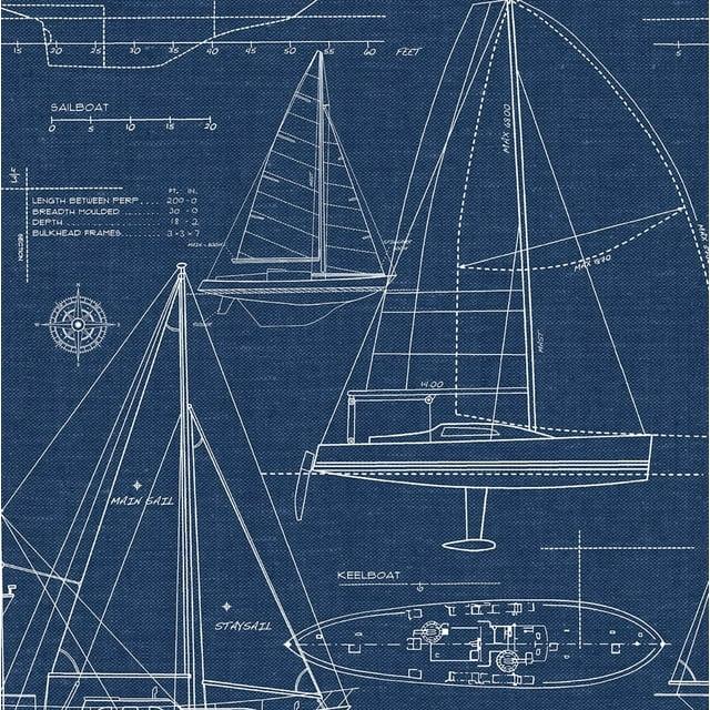 NextWall Navy Blue Yacht Club Peel and Stick Wallpaper