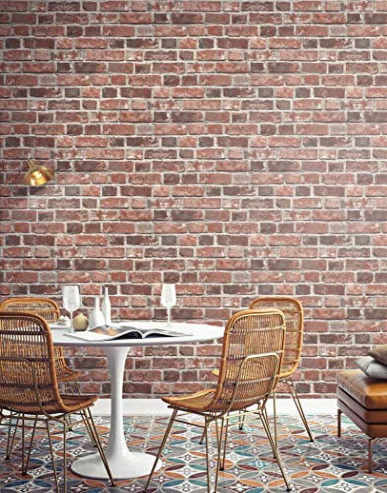 NextWall Faux Distressed Brick Peel and Stick Wallpaper: Vinyl, Self-Adhesive, Industrial Style, Repositionable, 30.75 Sq Ft Coverage