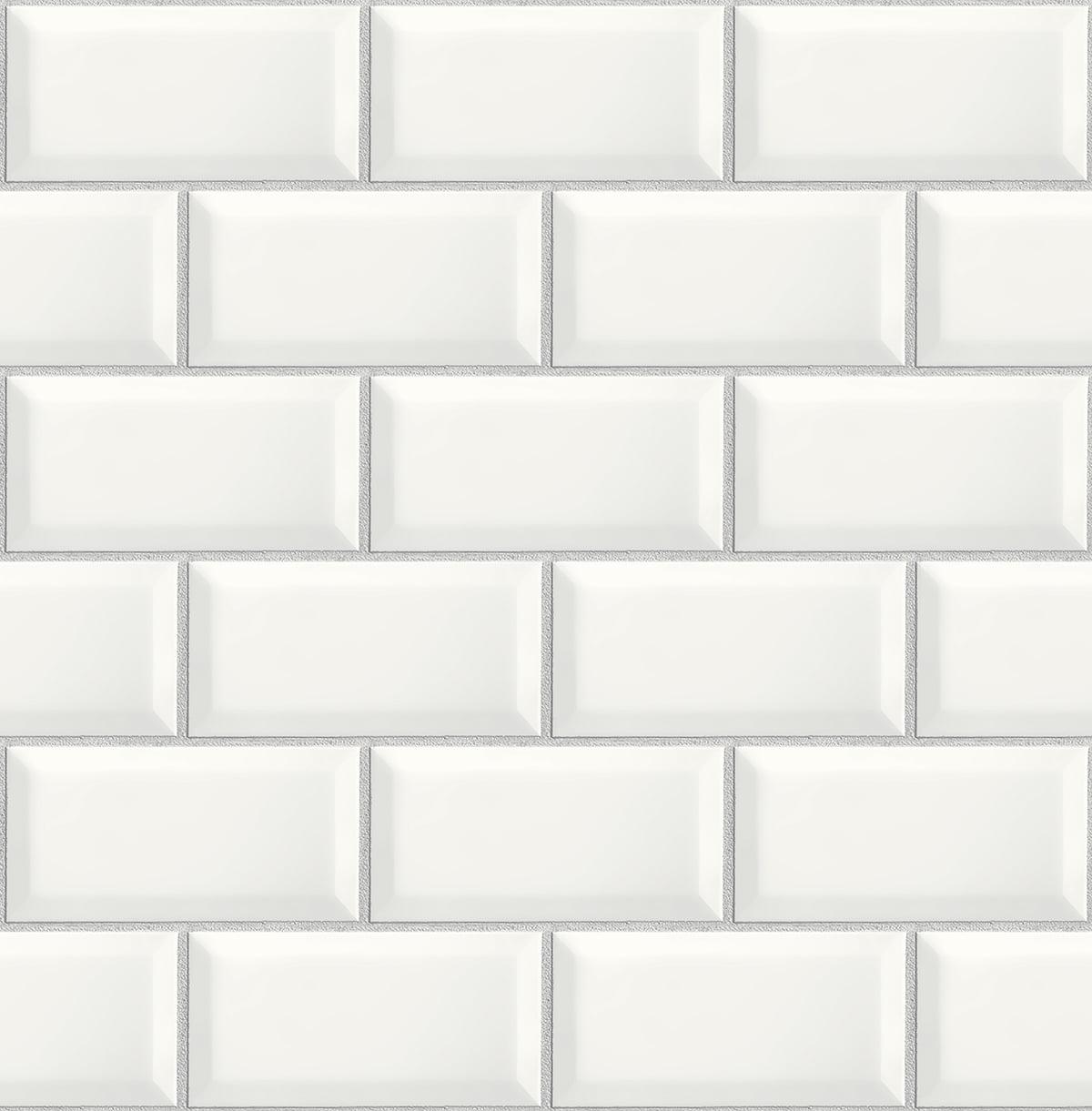 Alabaster and Grey Large Subway Tile Peel and Stick Wallpaper