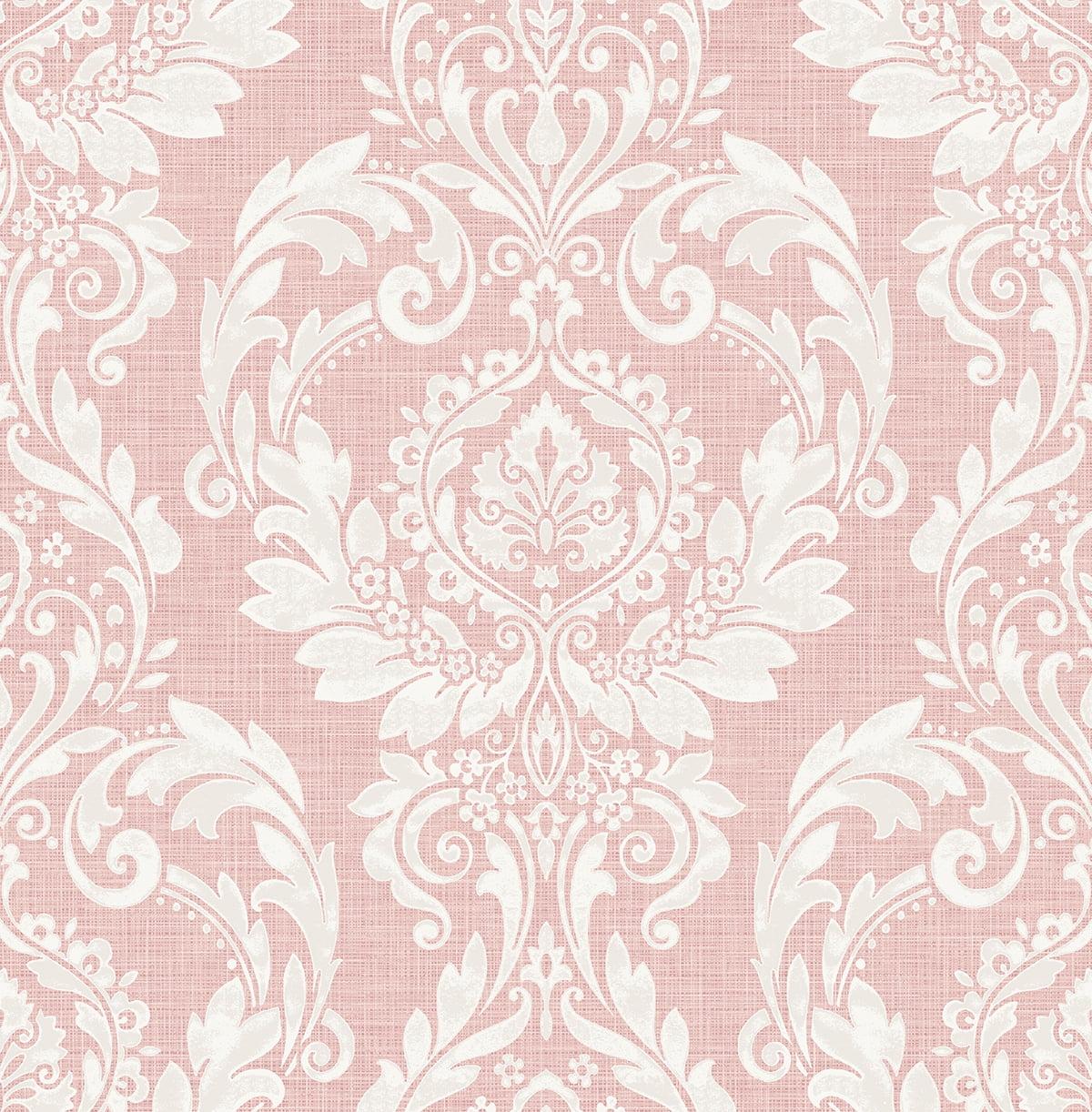 Light Pink Damask Self-Adhesive Repositionable Wallpaper