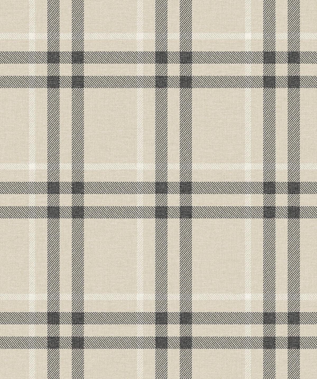 Linen and Ebony Plaid Peel and Stick Wallpaper Roll