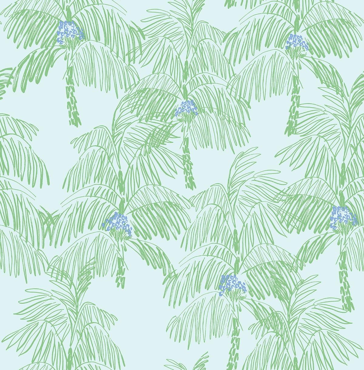 NextWall  Palm Beach Peel and Stick Wallpaper Baby Blue & Seafoam