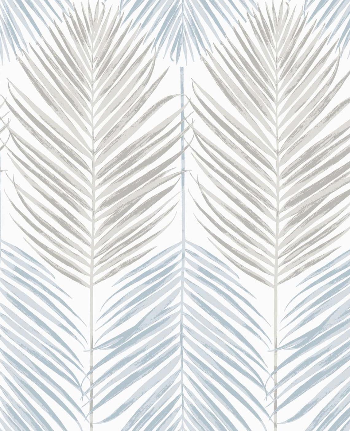 NextWall  Two Toned Palm Peel and Stick Wallpaper 20.5 in. W x 18 ft. L - Blue Mist & Daydream Grey