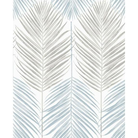 NextWall  Two Toned Palm Peel and Stick Wallpaper 20.5 in. W x 18 ft. L - Blue Mist & Daydream Grey