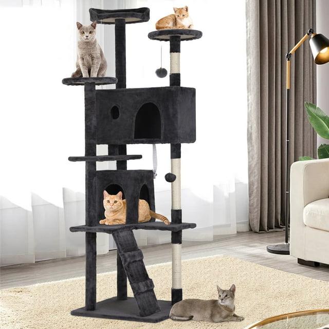 Tucker Murphy Pet™ 70In Cat Tree Tower For Indoor Cats,Multi-Level, Furniture Activity Center With Scratching Posts Stand House Cat Condo With Funny Toys For Kittens Pet Play House,Dark Gray