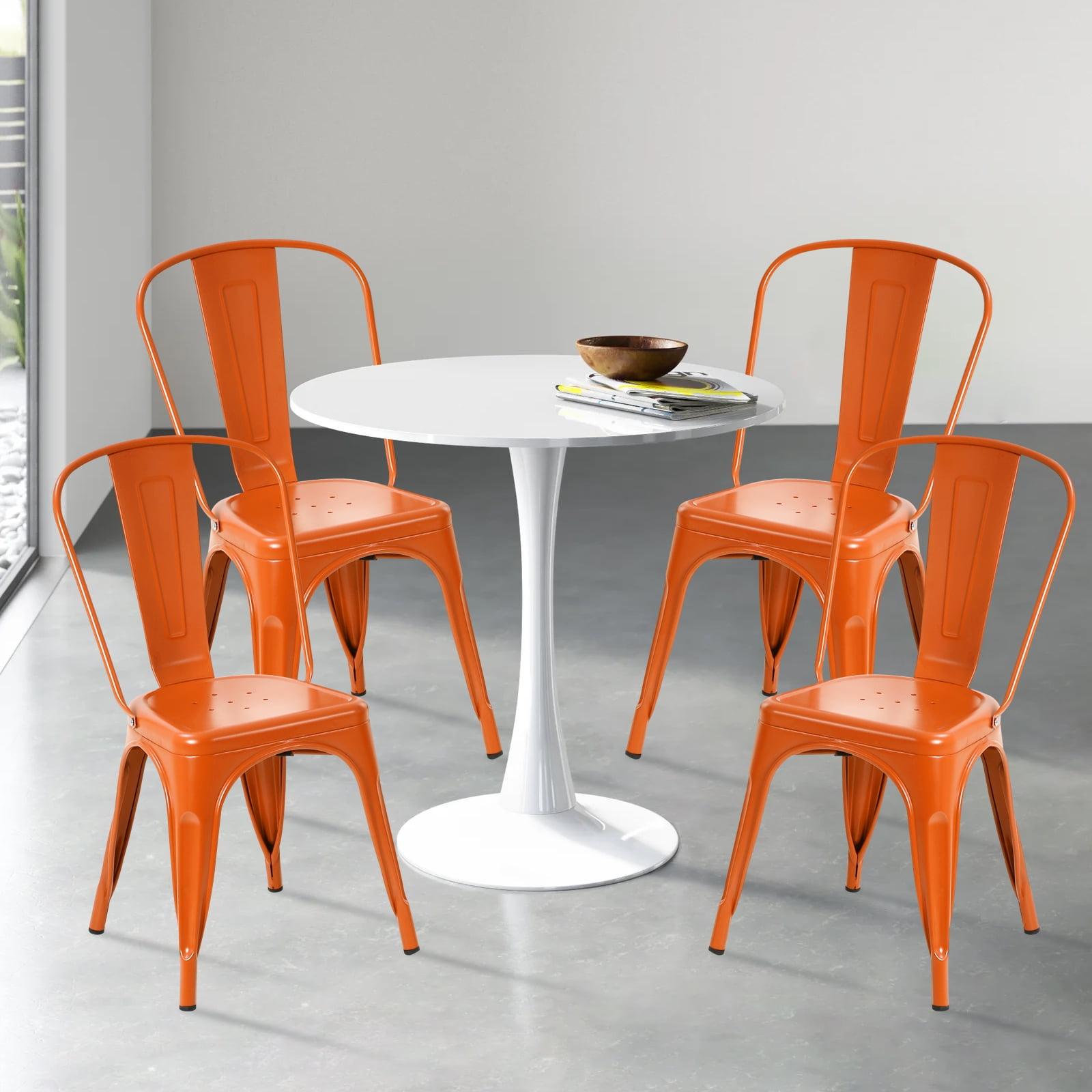 Flash Furniture Hucheson Metal Indoor-Outdoor Stackable Chair - Restaurant Chair - Bistro Chair (Set of 4)