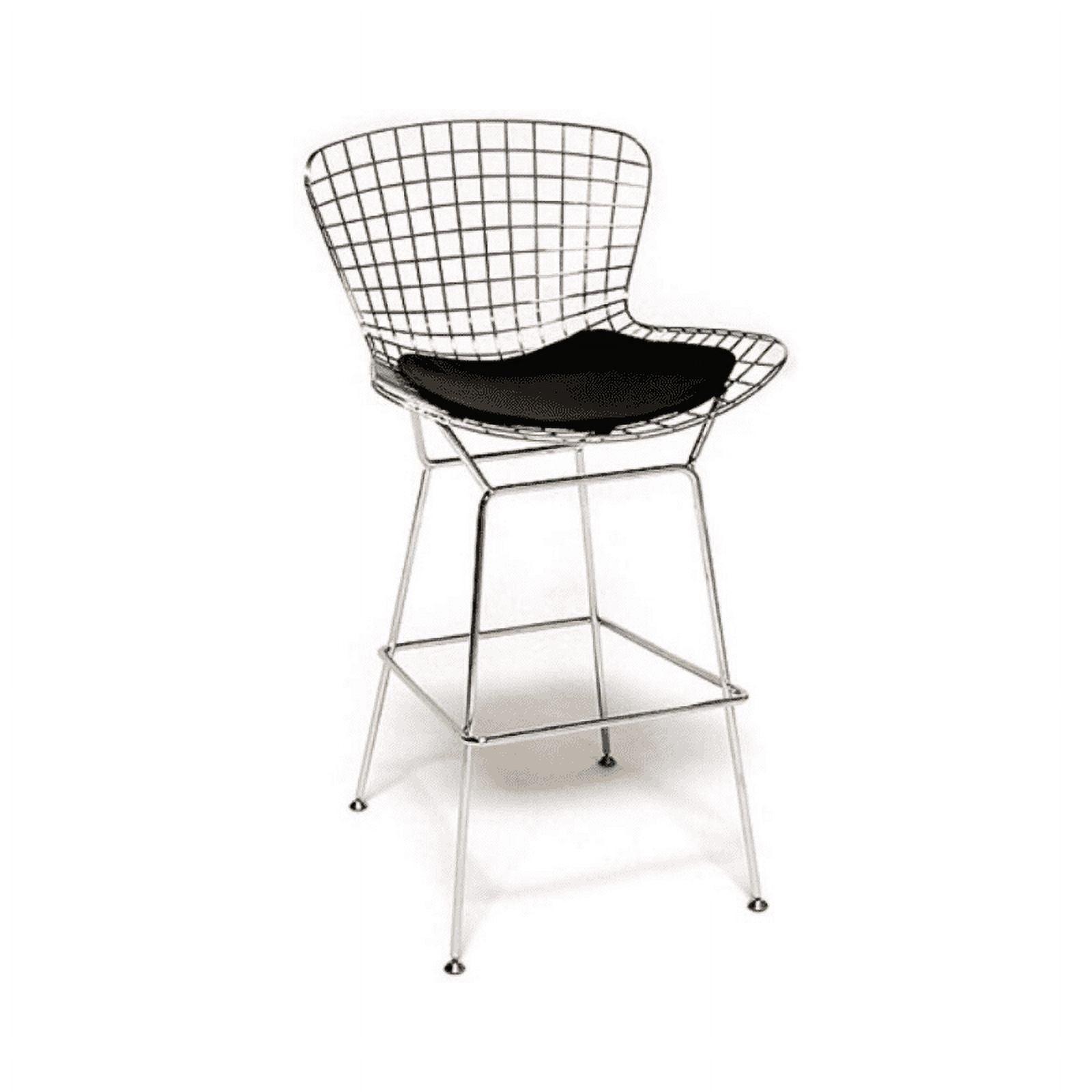 Harry Bertoia Counter Stool Chromed Steel Wire Frame Counter Height Stool, Black - Set of 2