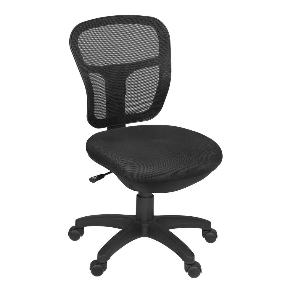 Black Mesh Armless Swivel Task Chair with Metal Base