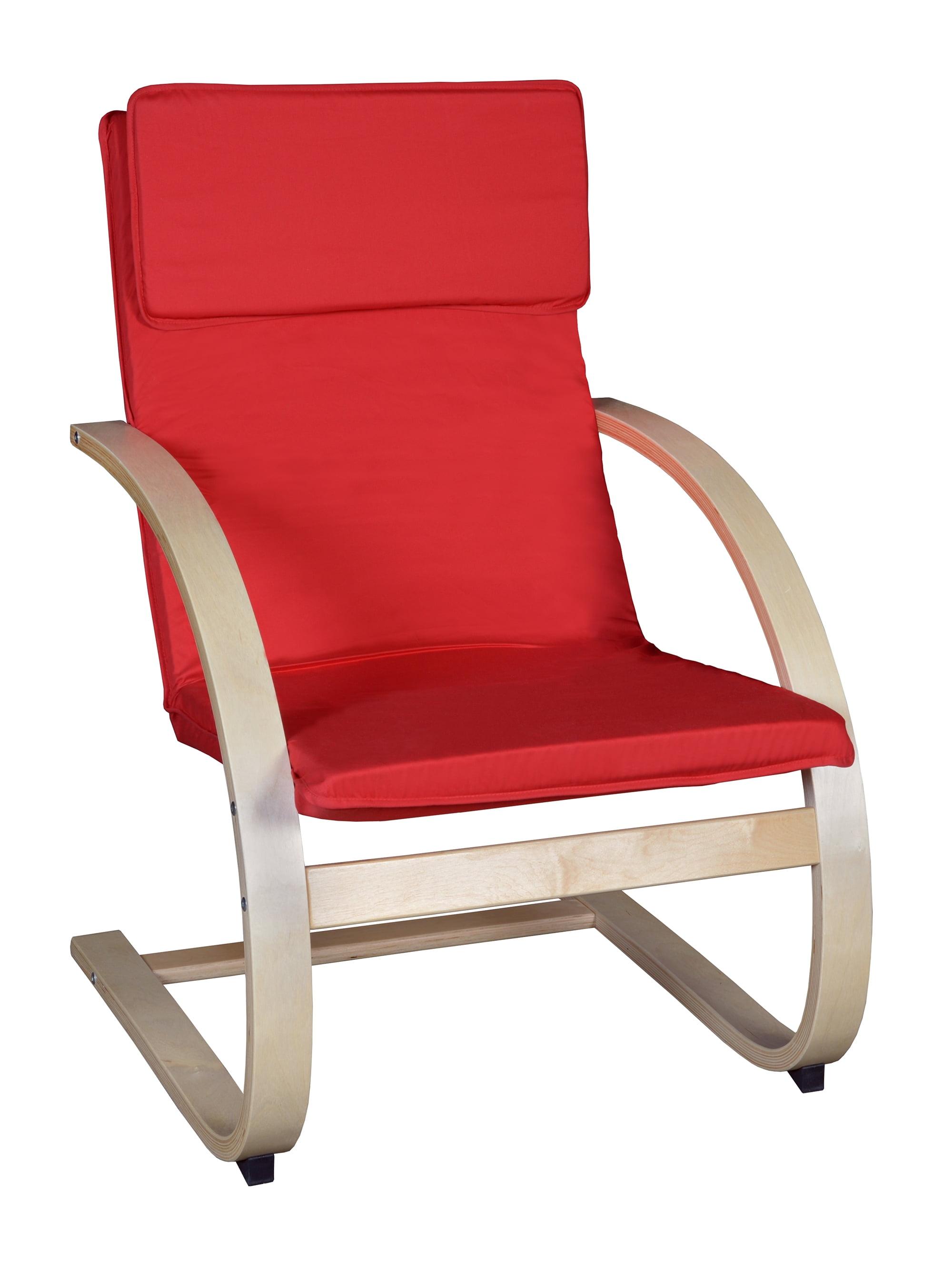 Mia Cantilevered Recliner in Natural Walnut & Red Cotton