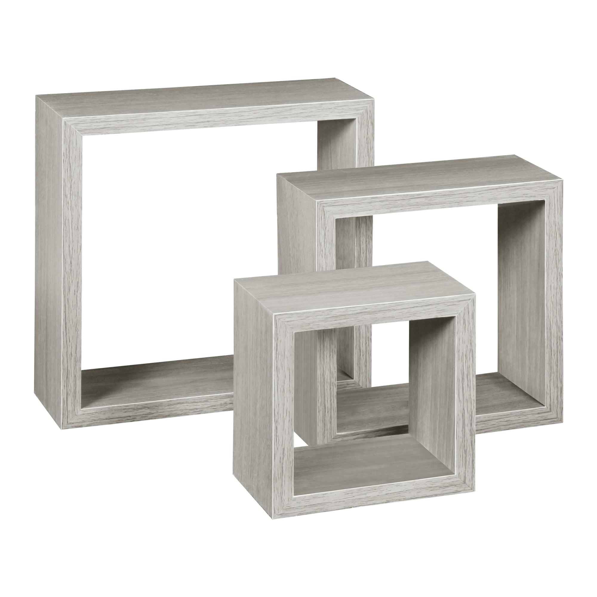 Weathered Grey 3-Piece Floating Wood Wall Shelf Set