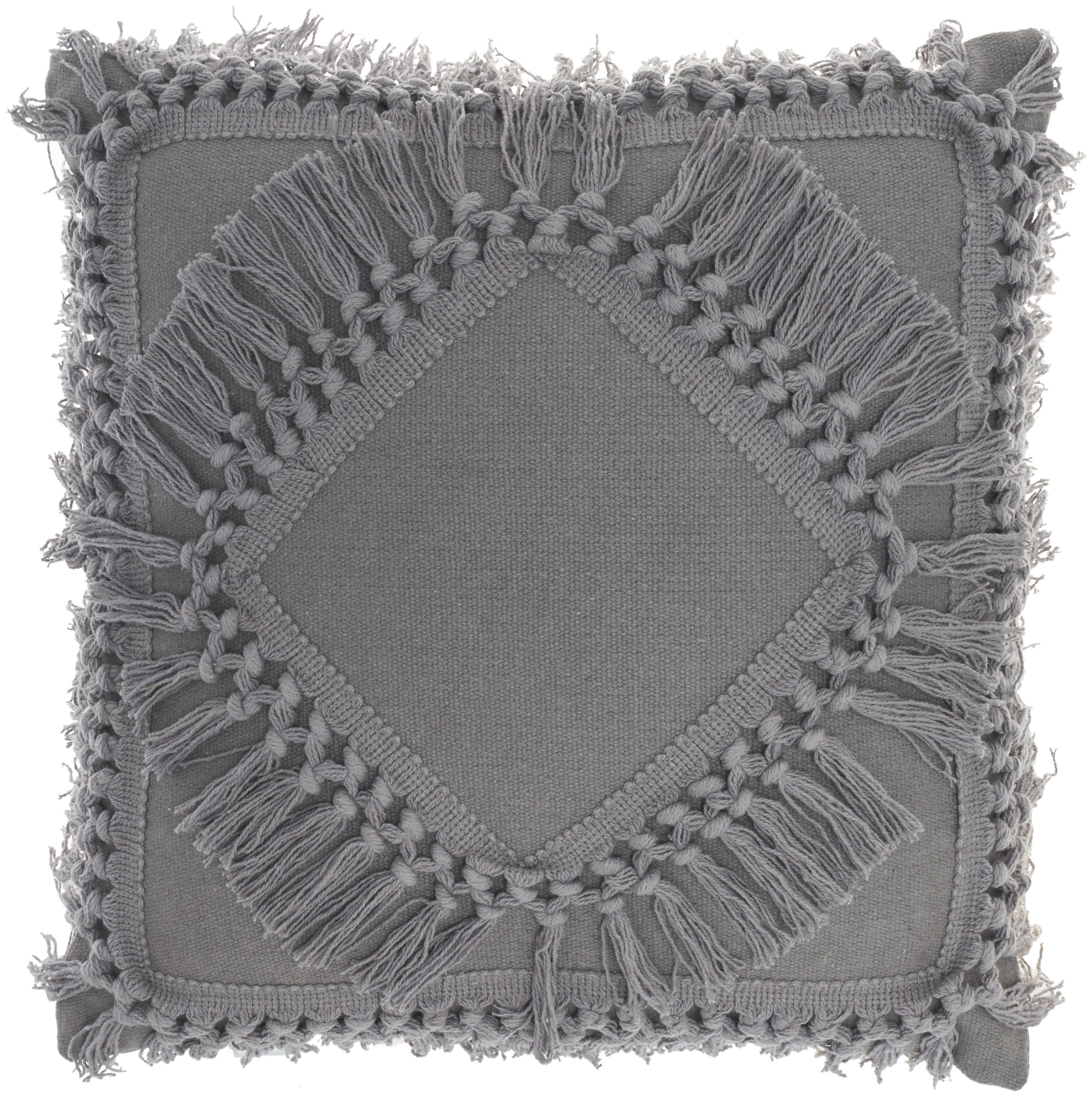 18"x18" Diamond Square Throw Pillow with Fringe - Nicole Curtis