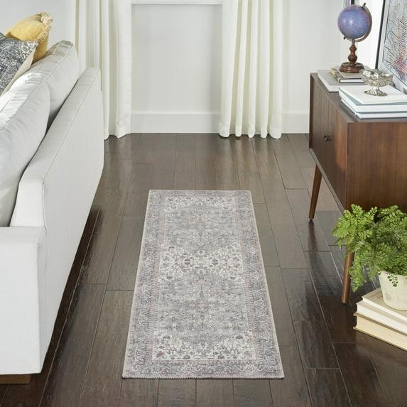 Machine Washable Oriental Gray Area Rug