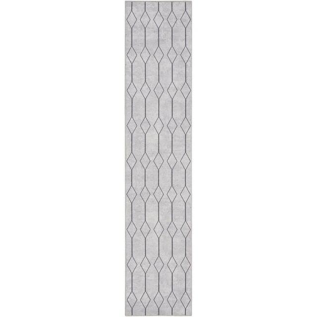 Pymble Geometric Machine Washable Area Rug in Ivory/Grey