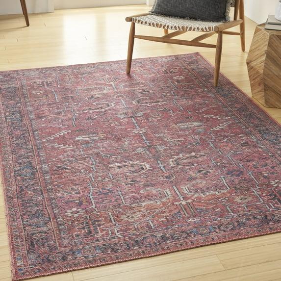 Bungalow Rose Machine Washable Oriental Red Area Rug