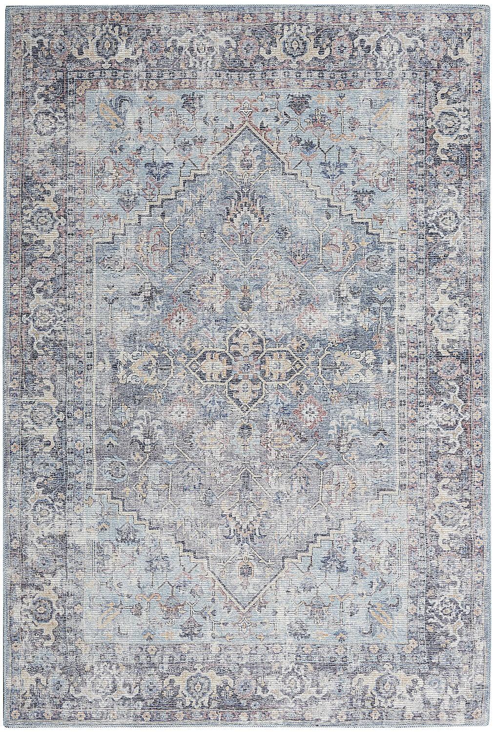 Nicole Curtis Light Grey/Blue Floral Flat Woven Area Rug 7'10" x 9'10"