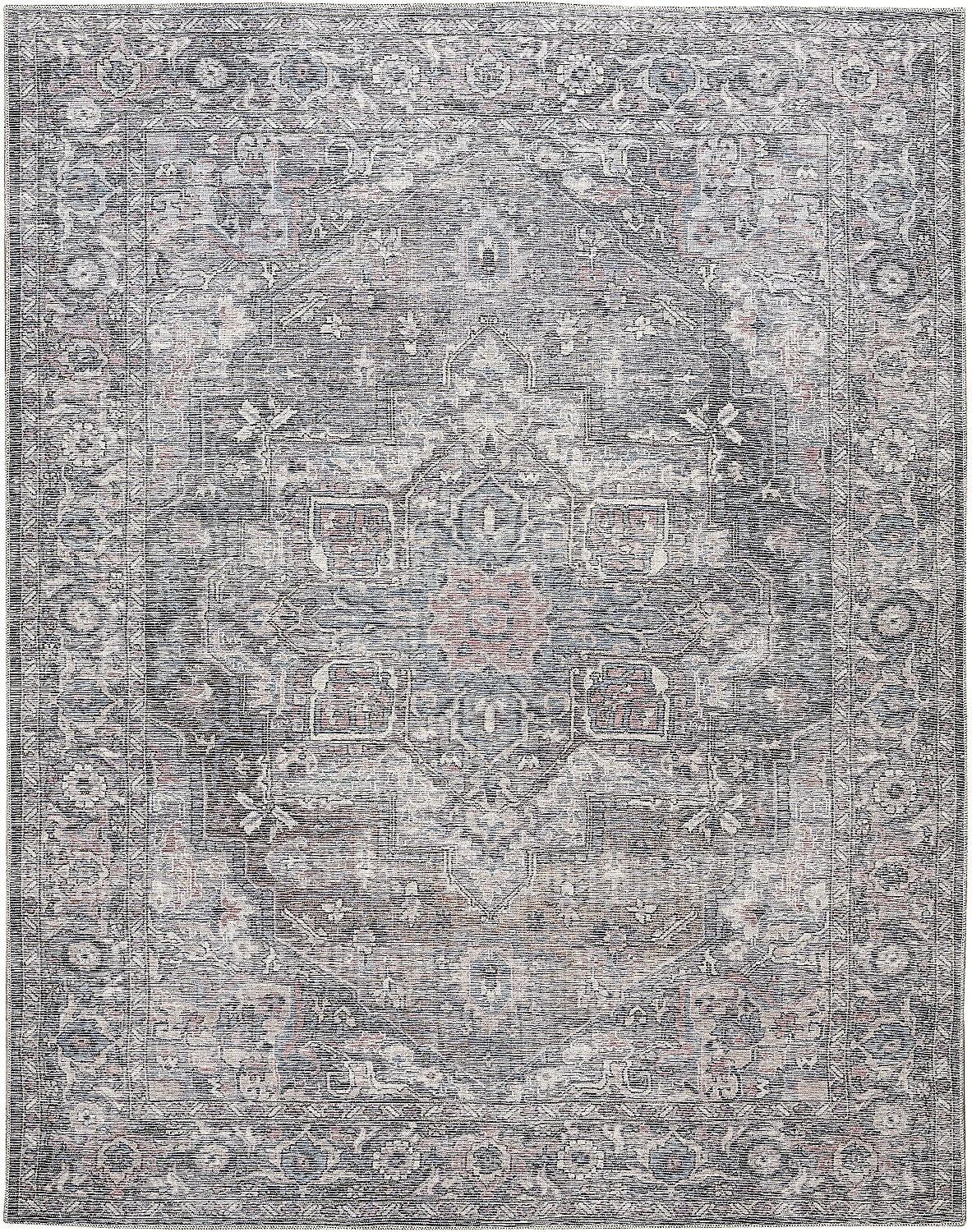 Gray Floral Cotton Chenille 8' x 10' Area Rug