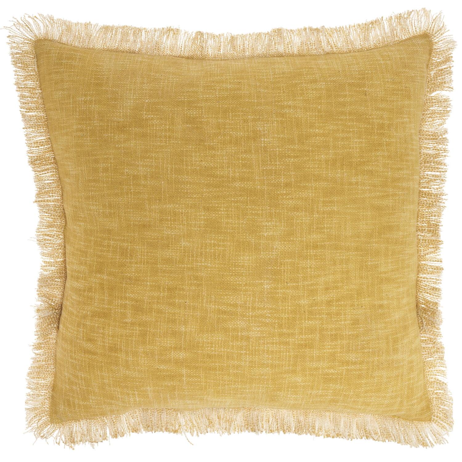 Farmhouse Charm Soft Yellow Cotton 22" Square Throw Pillow