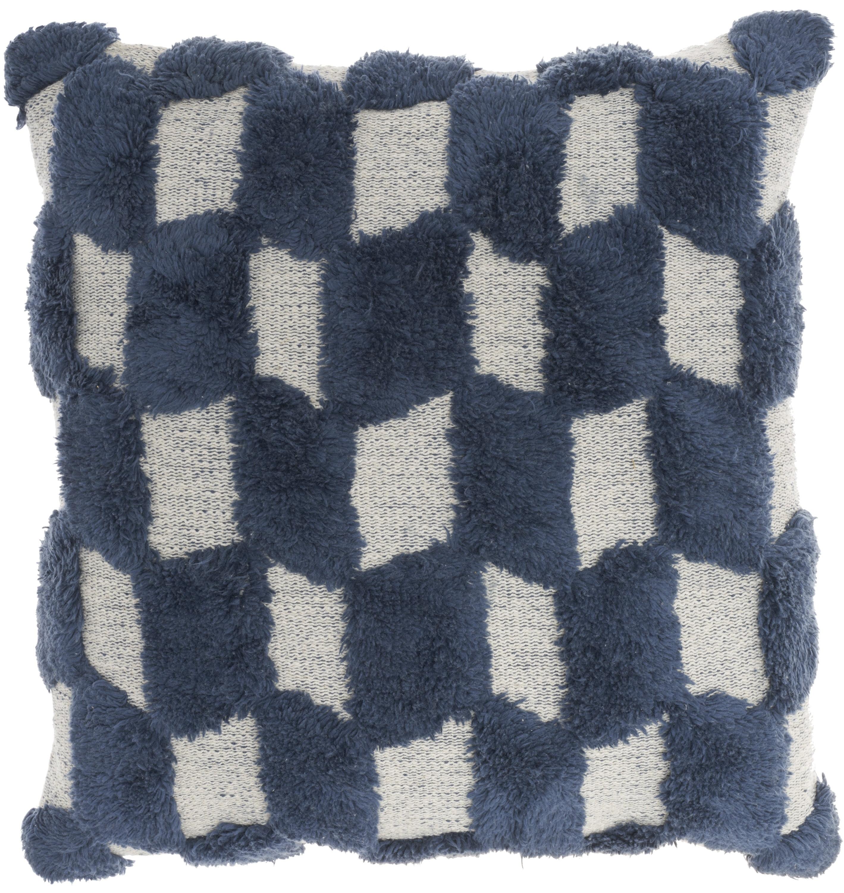 Nicole Curtis Handmade Navy 18" Square Cotton Blend Throw Pillow