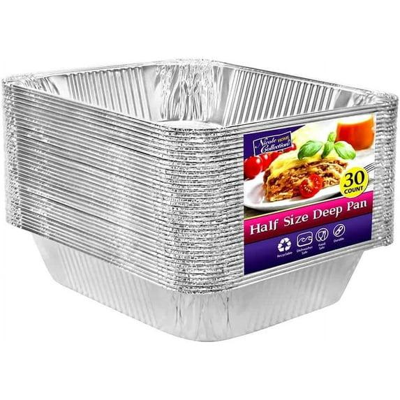 Nicole Home Collection Aluminum Foil Pans, Half Size 9” x 13” Disposable Roasting Pan Set, 30 Pack