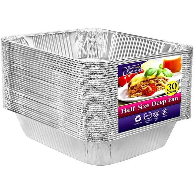Nicole Home Collection Aluminum Foil Pans, Half Size 9” x 13” Disposable Roasting Pan Set, 30 Pack