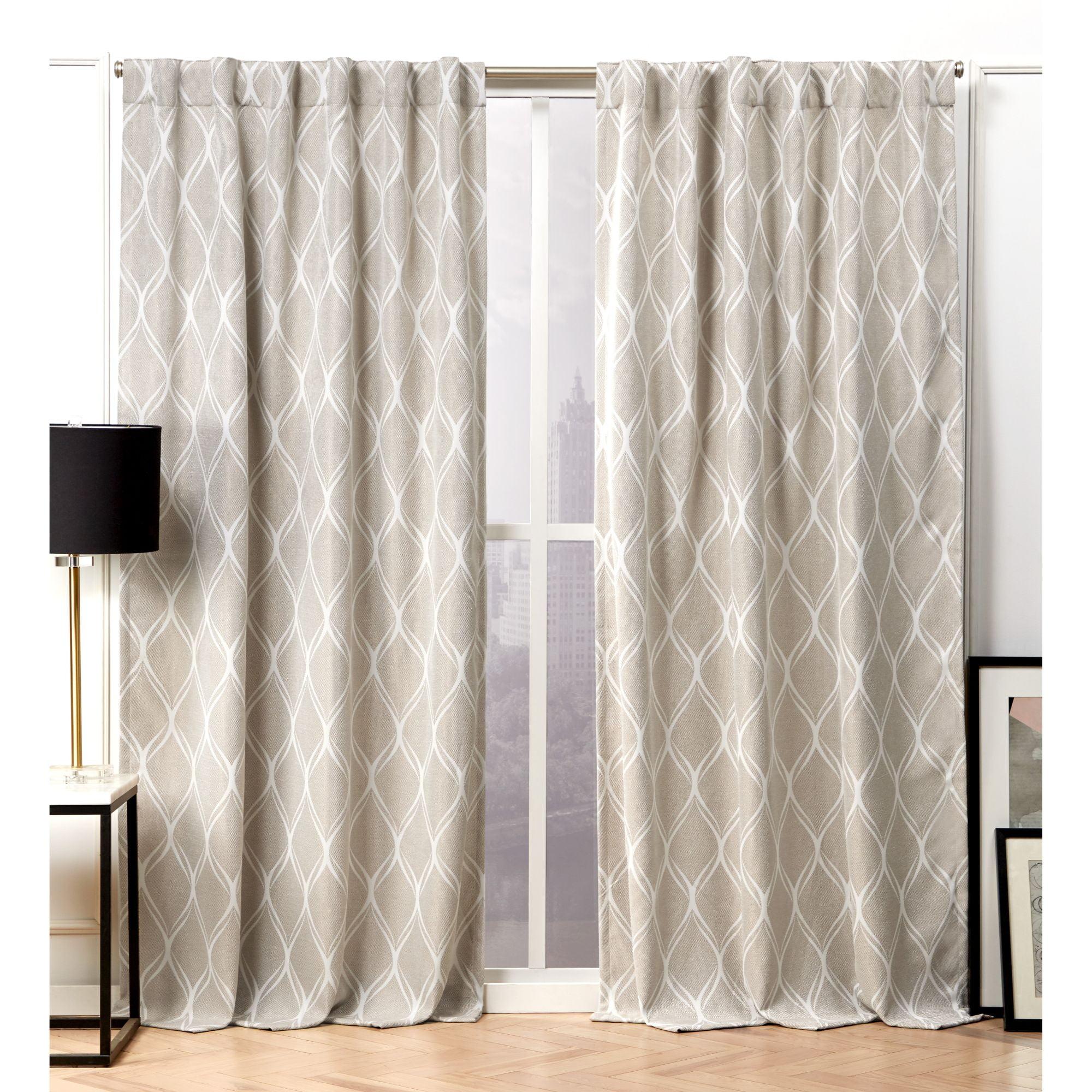 Nicole Miller Circuit Room Darkening Blackout Hidden Tab/Rod Pocket Top Curtain Panel Pair