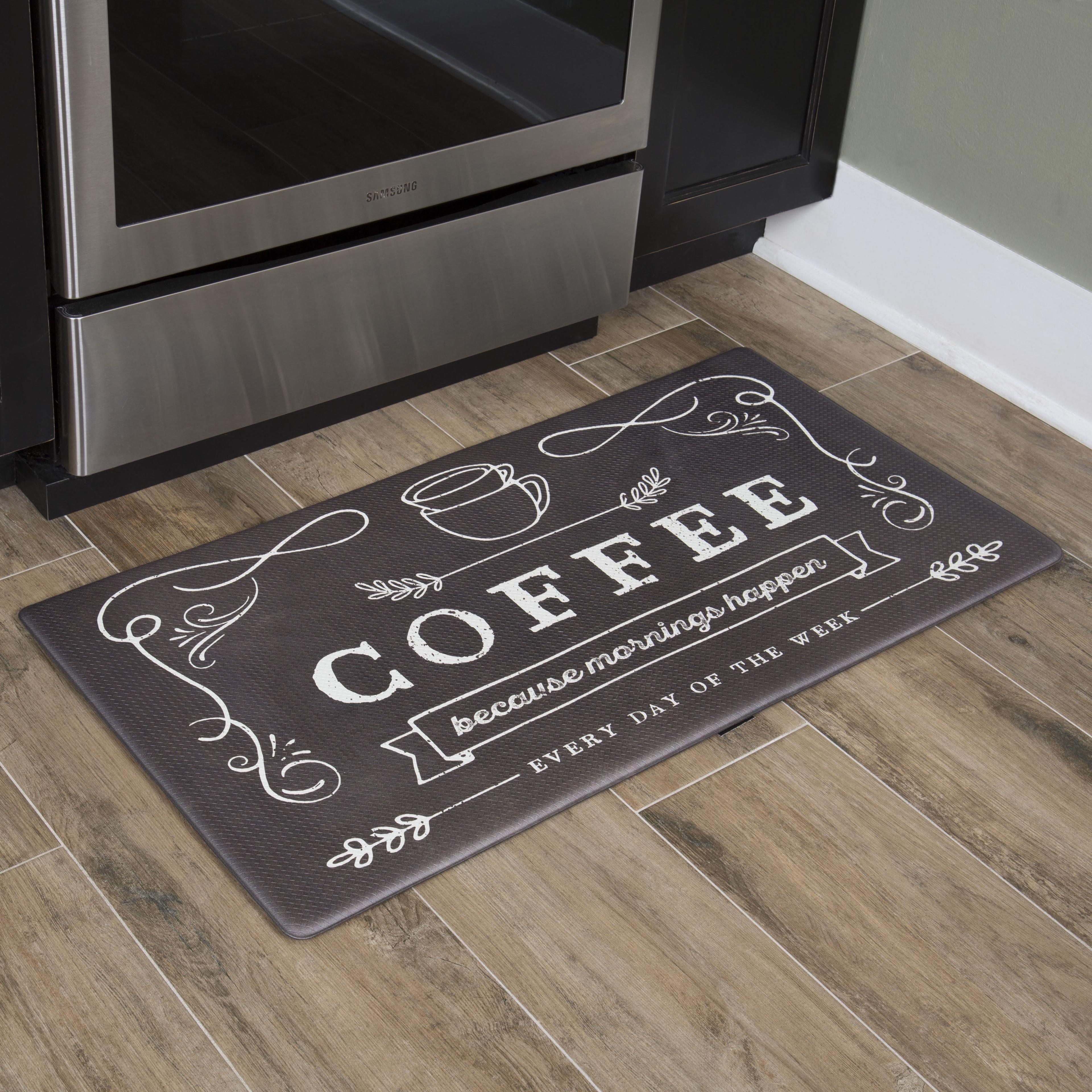 Nicole Miller Cook N Comfort Coffee Because Kitchen Mat