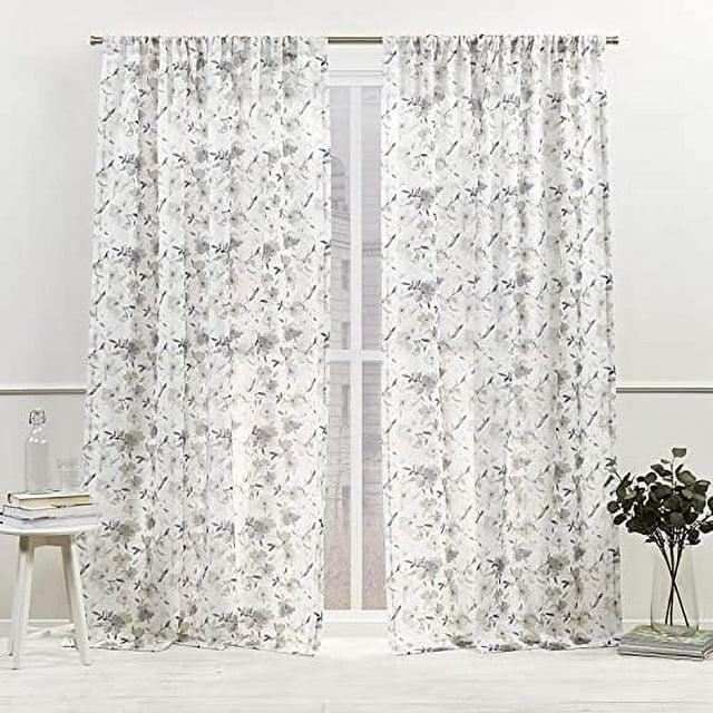 Nicole Miller Nicole Miller New York Hattie Light Filtering, Semi Sheer Rod Pocket Curtain Panels (Set of 2)