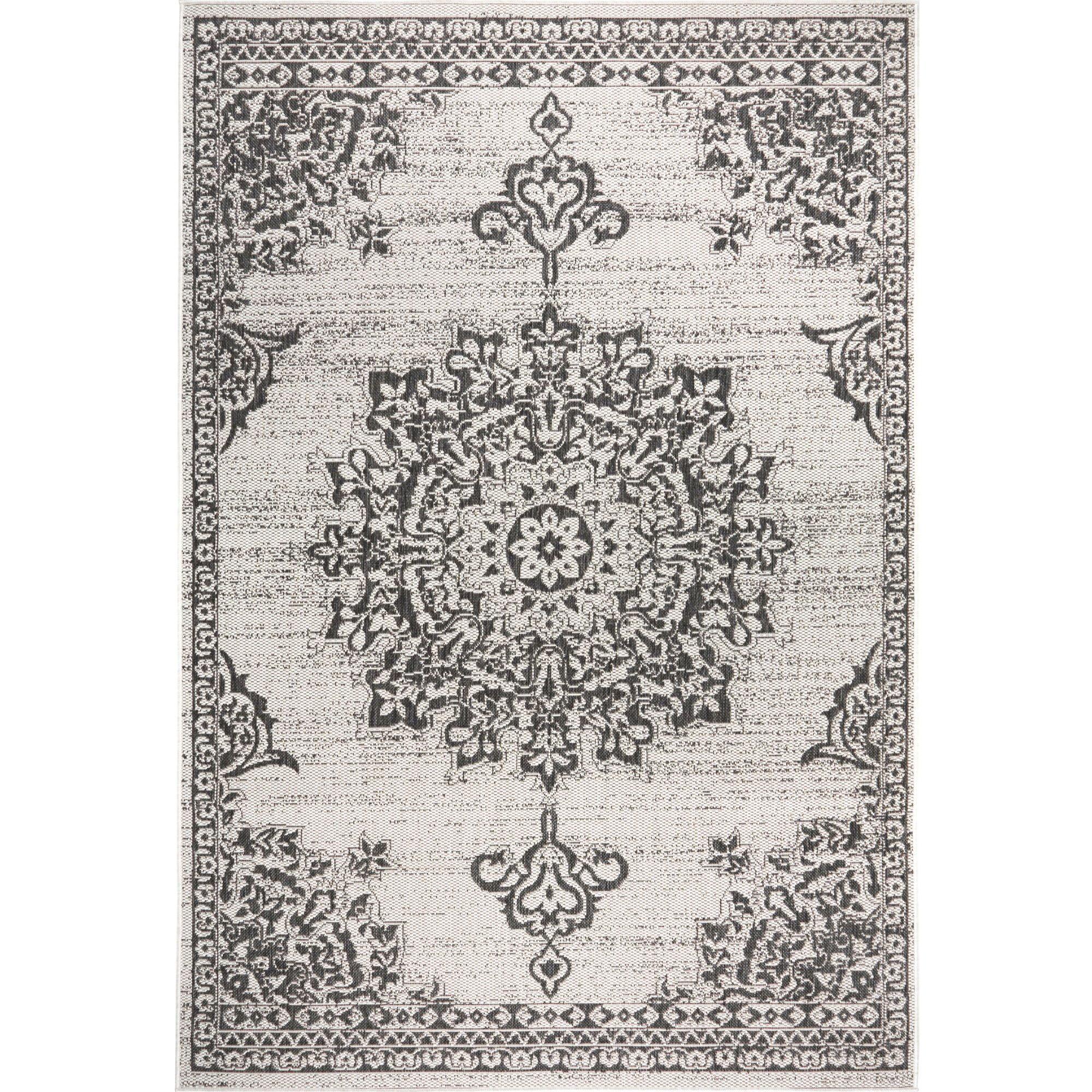 Nicole Miller Medallion Oriental Gray/Black Indoor/Outdoor Area Rug