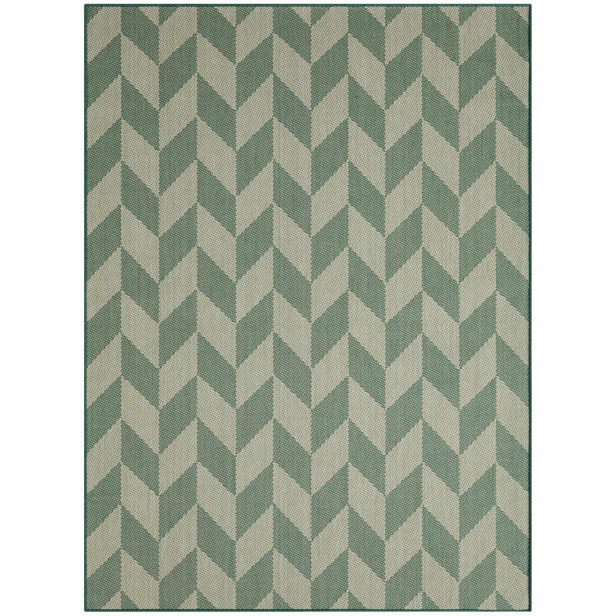 NICOLE MILLER NEW YORK Patio Country Calla Herringbone Indoor/Outdoor Area Rug, Beige/Green