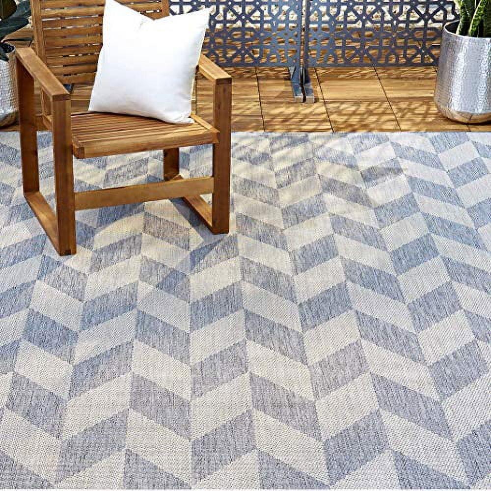 Calla Herringbone Blue/Gray Indoor/Outdoor Synthetic Area Rug