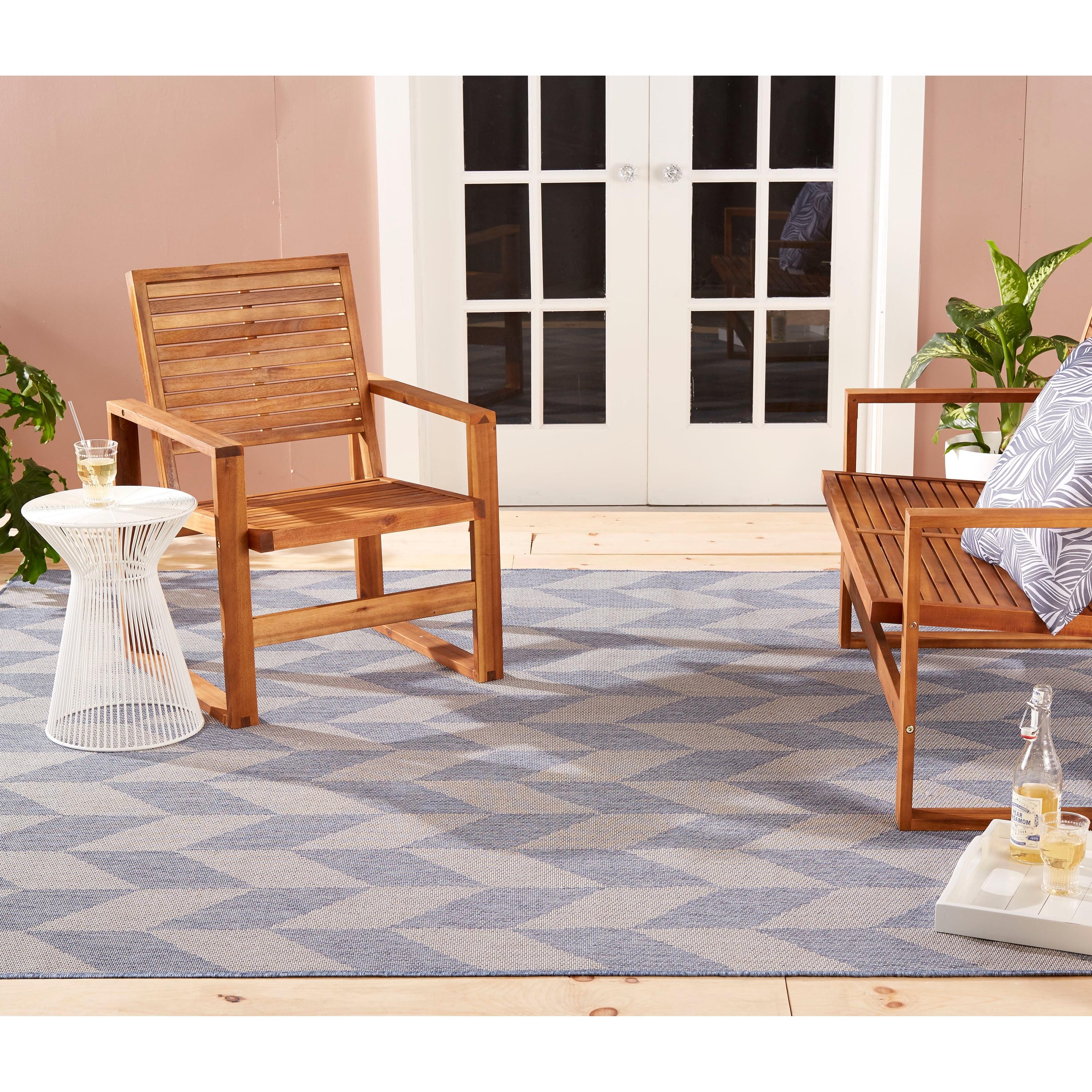 Nicole Miller New York Patio Country Calla Herringbone Indoor/Outdoor Area Rug, Blue/Grey