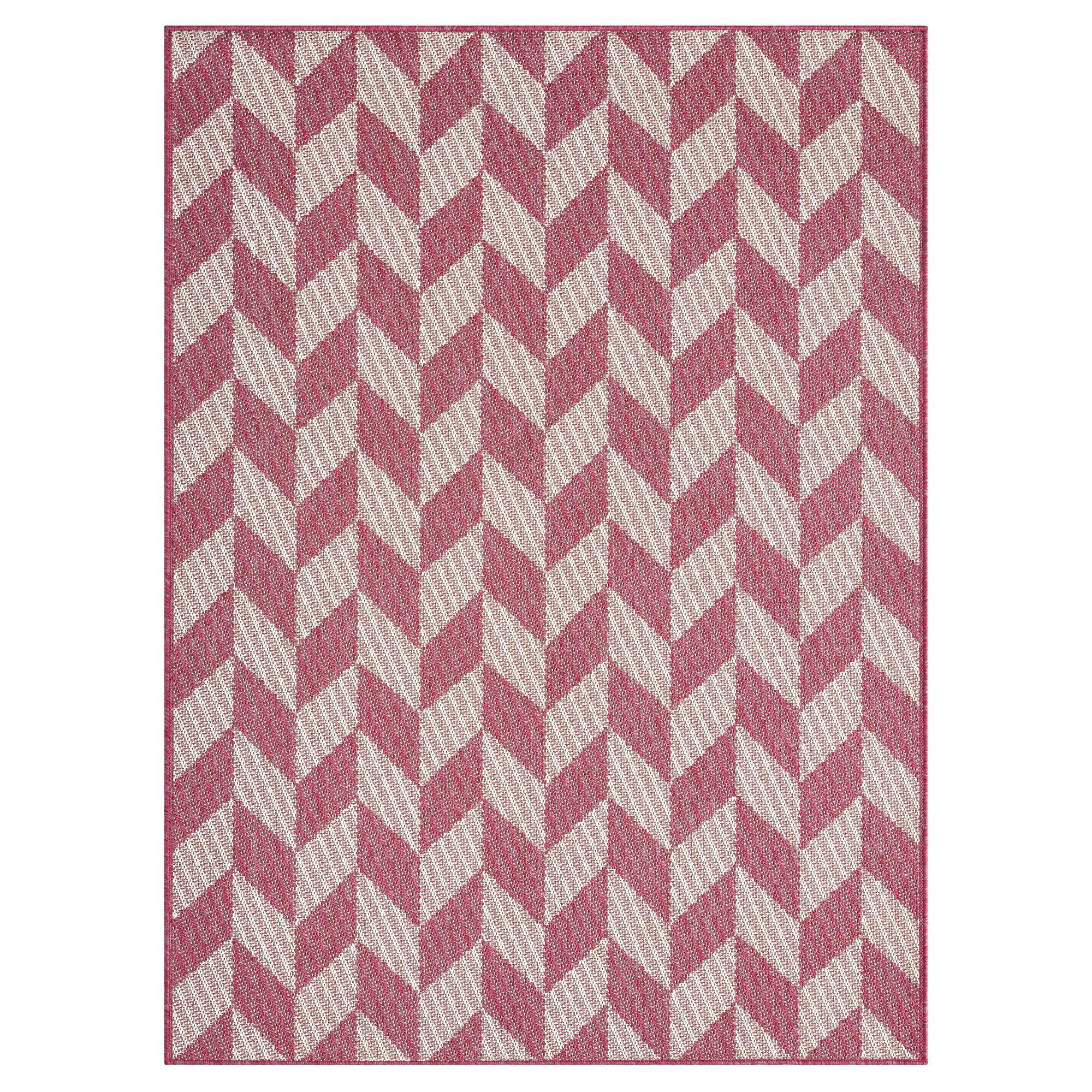 Modern Chic Red Geometric 8' x 10' Indoor/Outdoor Synthetic Rug