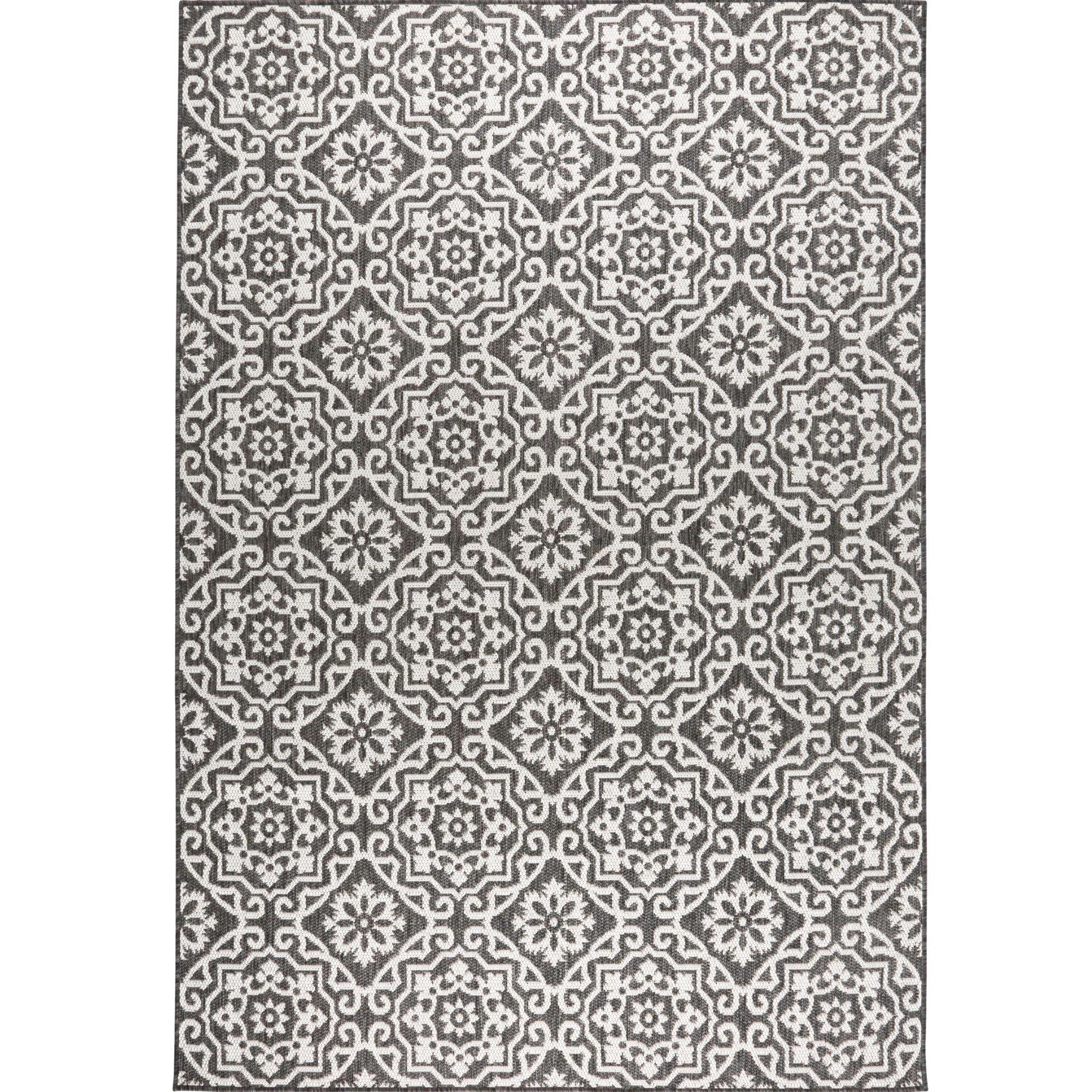 Danica Black & Grey Geometric Indoor/Outdoor Cotton Blend Rug