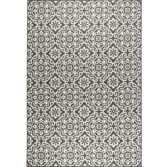 Nicole Miller New York Patio Country Danica Geometric Indoor/Outdoor Area Rug, Black/Grey