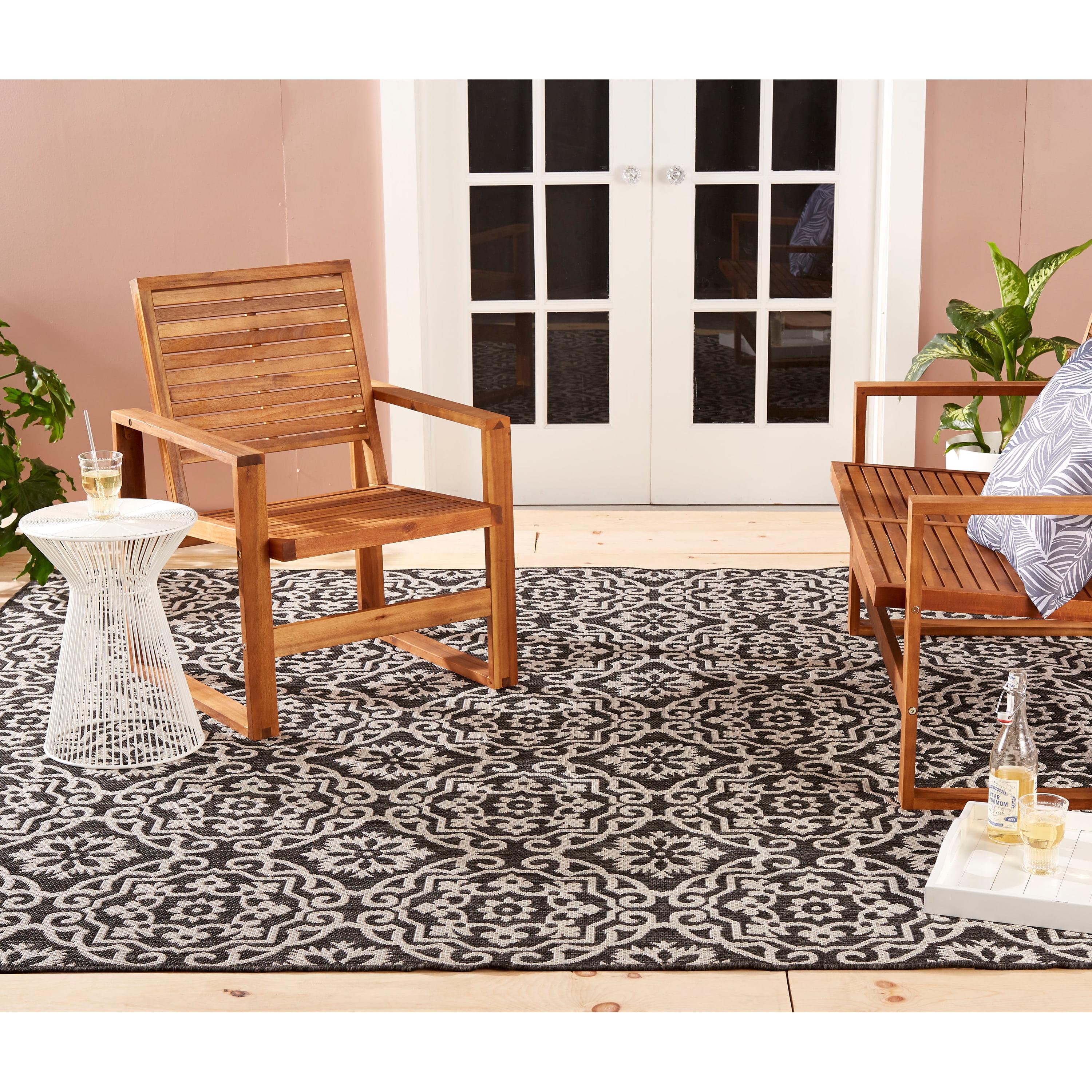 Nicole Miller New York Patio Country Danica Geometric Indoor/Outdoor Area Rug, Black/Grey