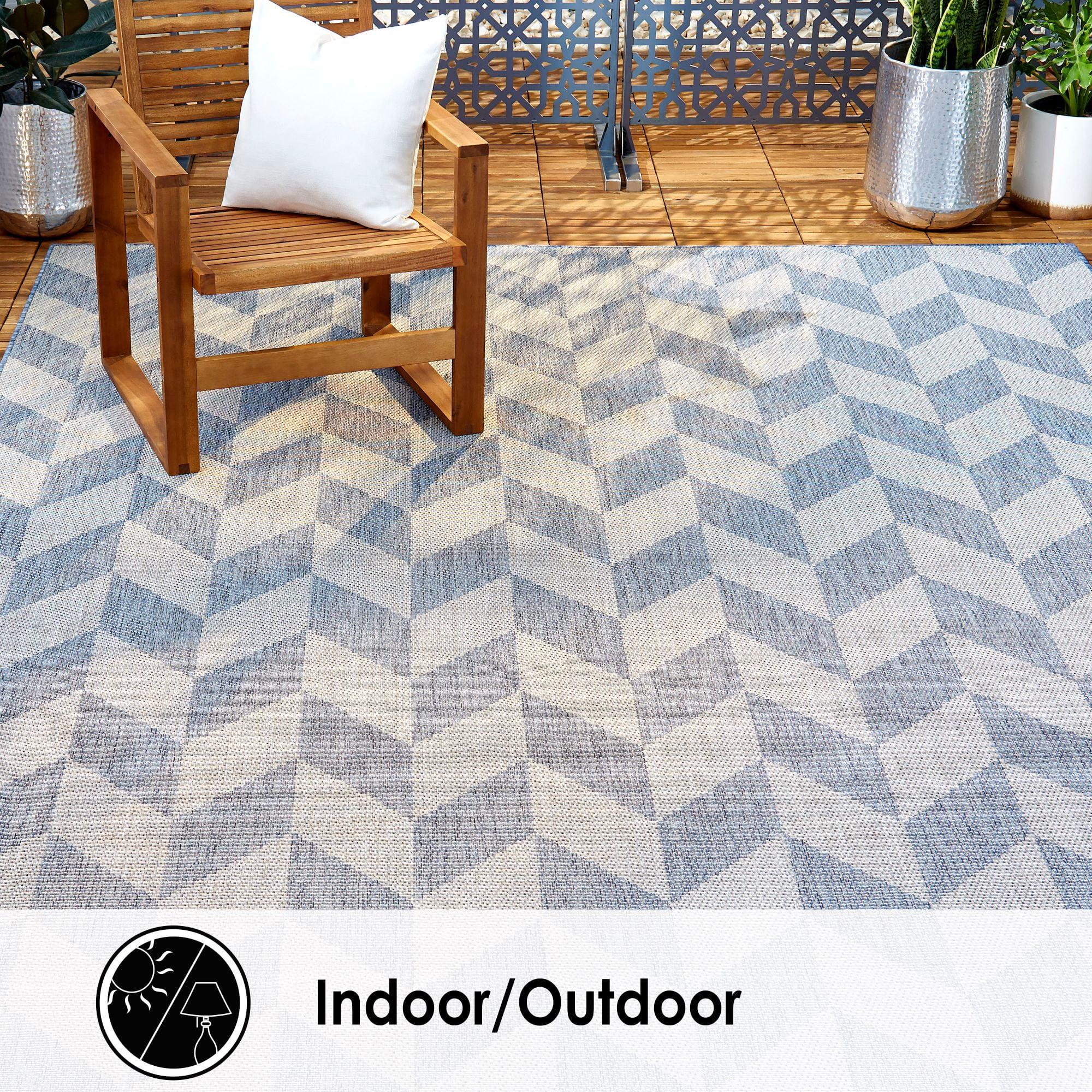 Nicole Miller New York Patio Country Danica Geometric Indoor/Outdoor Area Rug, Blue/Gray