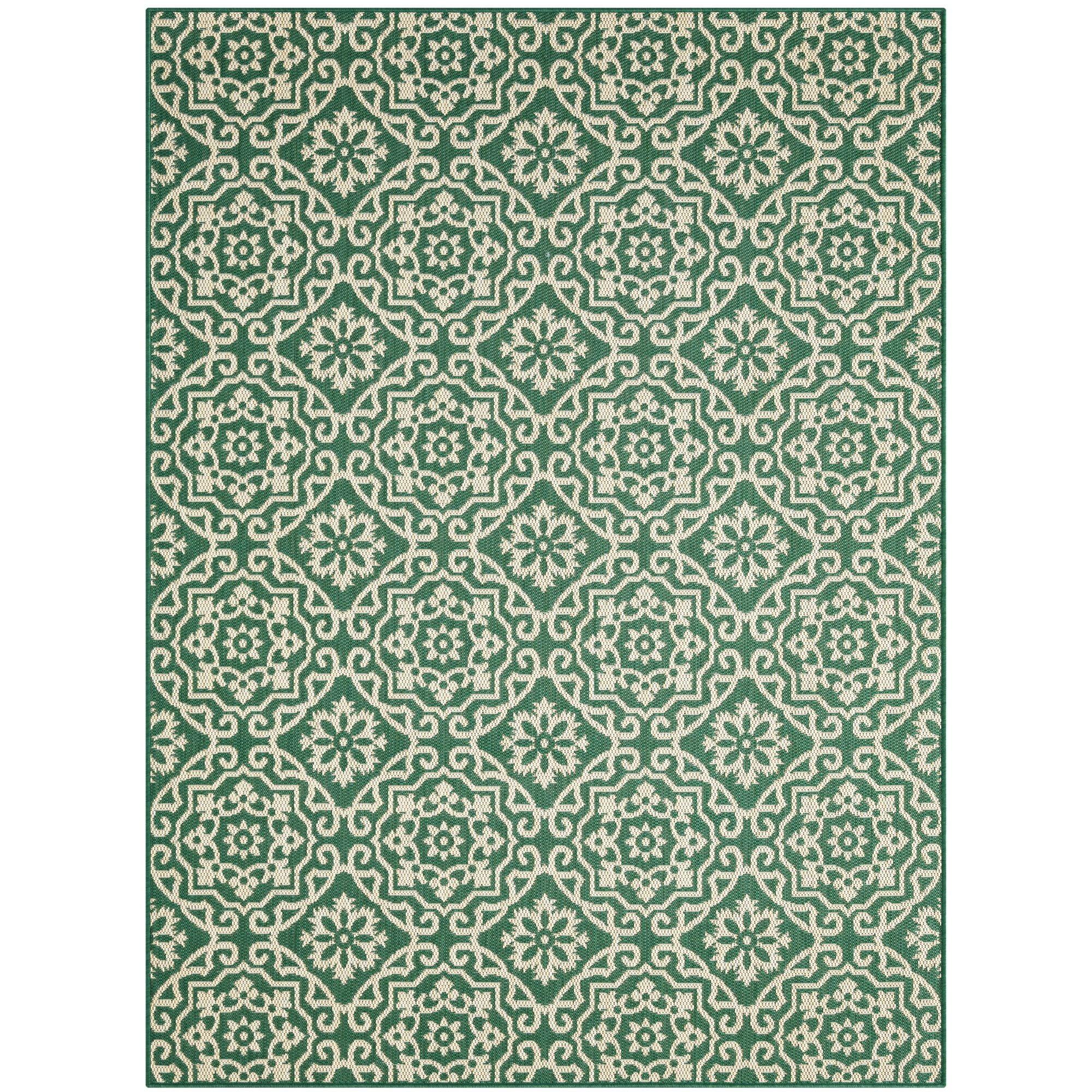 NICOLE MILLER NEW YORK Patio Country Danica Geometric Indoor/Outdoor Area Rug, Green/Beige