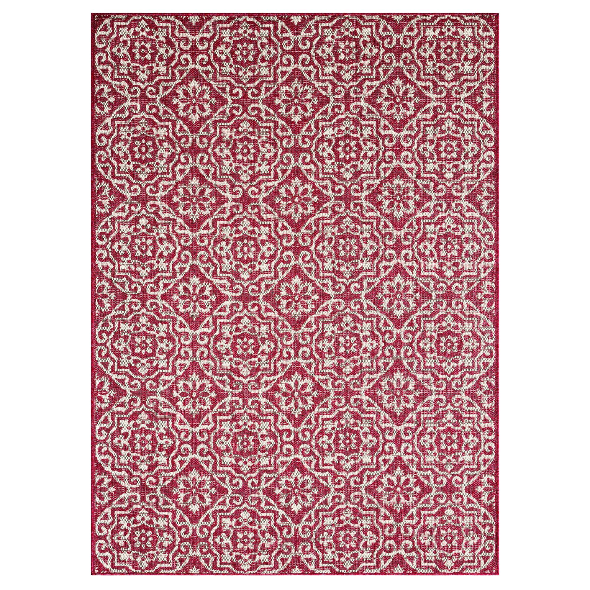 Nicole Miller New York Patio Country Danica Geometric Indoor/Outdoor Area Rug, Pink/Ivory