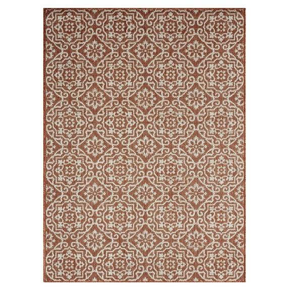 NICOLE MILLER NEW YORK Country Danica Geometric Indoor/Outdoor Area Rug, Terracotta/Ivory