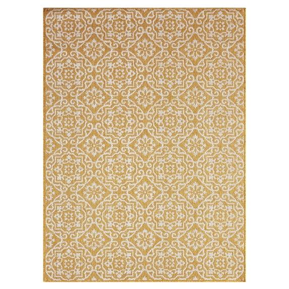 Nicole Miller New York Patio Country Danica Geometric Indoor/Outdoor Area Rug, Yellow/White
