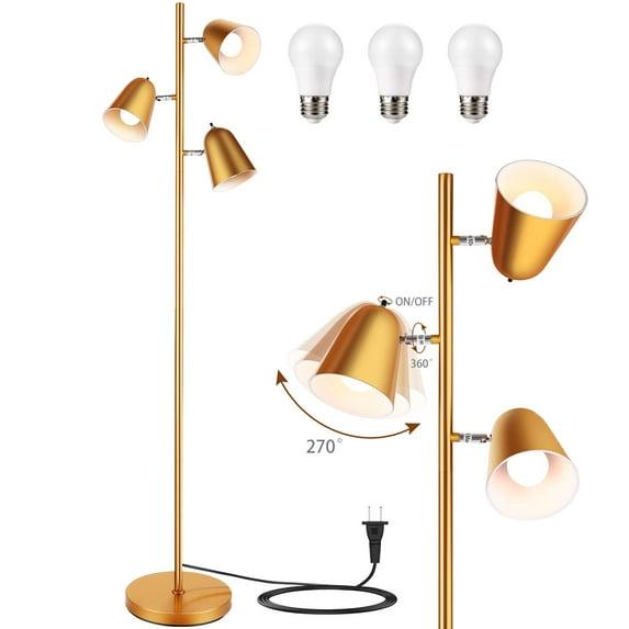 Devo 3 Light LED Floor Lamp, Modern Tree Design with Edison Bulbs, 360° Rotating Shades & Individual Switches, Super Bright Standing Lamp for Living Room, Bedroom, Tall Adjustable Pole Light
