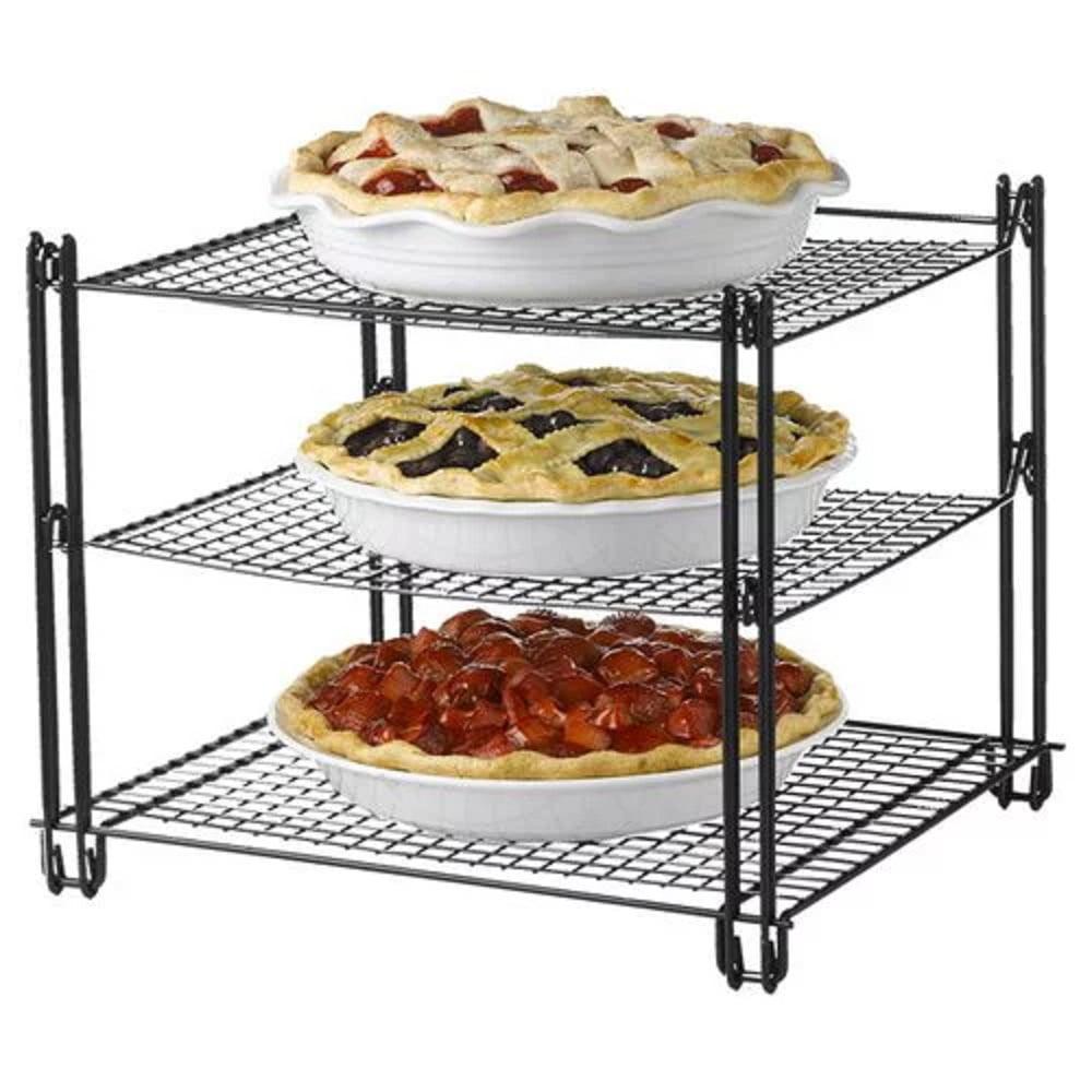 Black 3-Tier Non-Stick Wire Mesh Cooling Rack